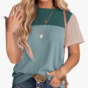 🌸 Dokotoo women's color block short-sleeve casual knit top 🌸